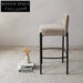 Modern Luxury Fabric Upholstered Bar Stool with Metal Base High Chair