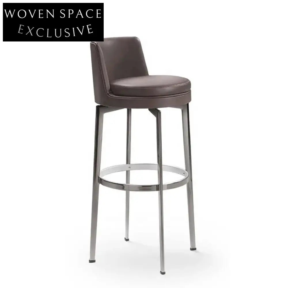 Modern Luxury Faux Leather Bar Stool with Stainless Steel Frame, Counter Height