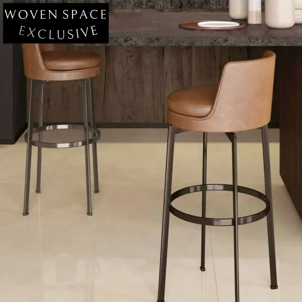 Modern Luxury Faux Leather Bar Stool with Stainless Steel Frame, Counter Height