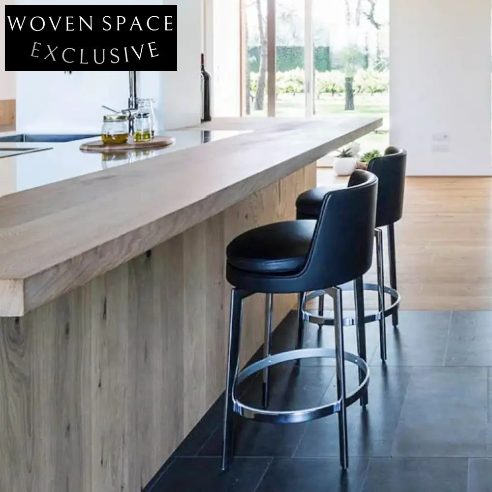 Modern Luxury Faux Leather Bar Stool with Stainless Steel Frame, Counter Height