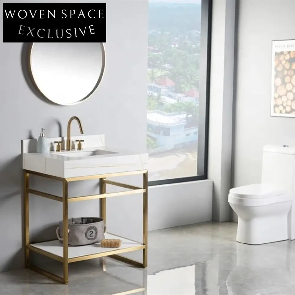 Modern Luxury Freestanding Single Sink Bathroom Vanity with Elegant Makeup Mirror