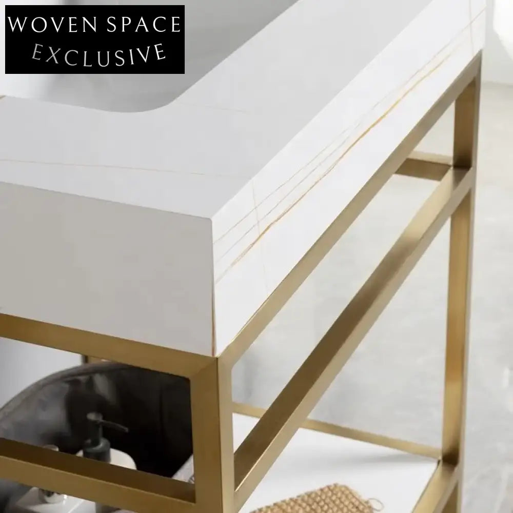 Modern Luxury Freestanding Single Sink Bathroom Vanity with Elegant Makeup Mirror