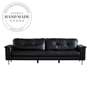 Modern Luxury French Retro 3-Seater Genuine Leather Sectional Sofa