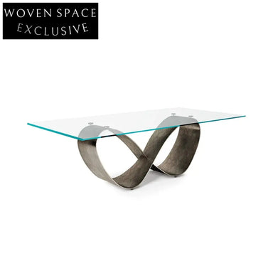 Modern Luxury Glass Dining Table, Metal Base, Seats 6, Italian Design Dining Table