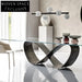 Modern Luxury Glass Dining Table, Metal Base, Seats 6, Italian Design Dining Table