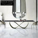 Modern Luxury Glass Dining Table, Metal Base, Seats 6, Italian Design Dining Table