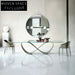 Modern Luxury Glass Dining Table, Metal Base, Seats 6, Italian Design Dining Table