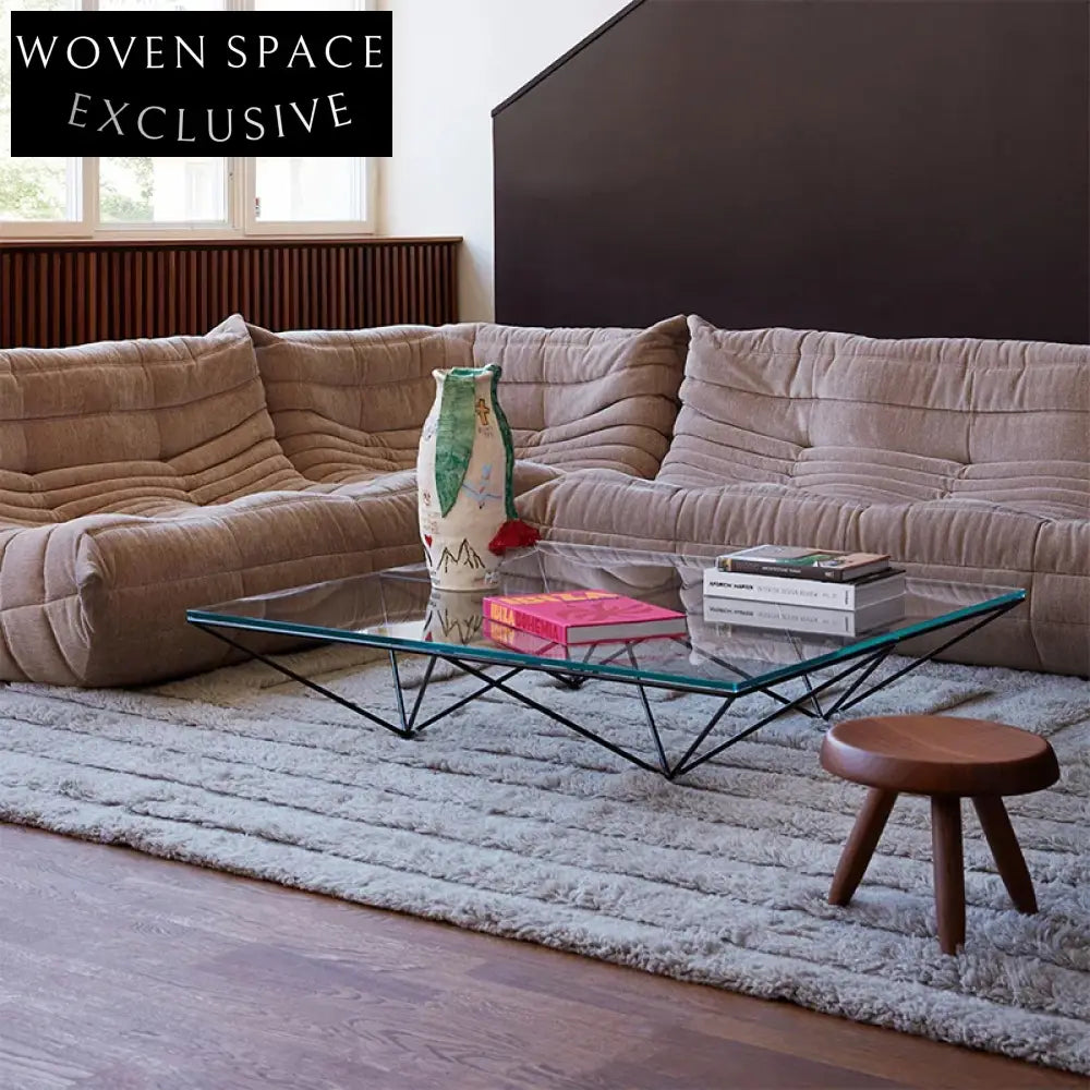 Modern Luxury Glass Top Inverted Pyramid Design Stainless Steel Base Coffee Table