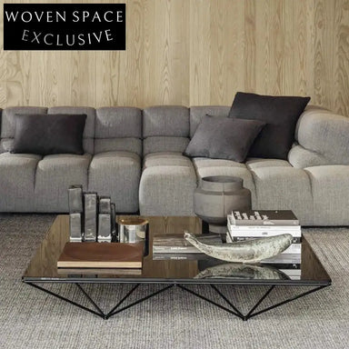 Modern Luxury Glass Top Inverted Pyramid Design Stainless Steel Base Coffee Table