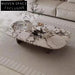 Modern Luxury Gold Metal Base Marble Oval Coffee Table Set