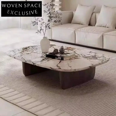 Modern Luxury Gold Metal Base Marble Top Oval Coffee Table Set