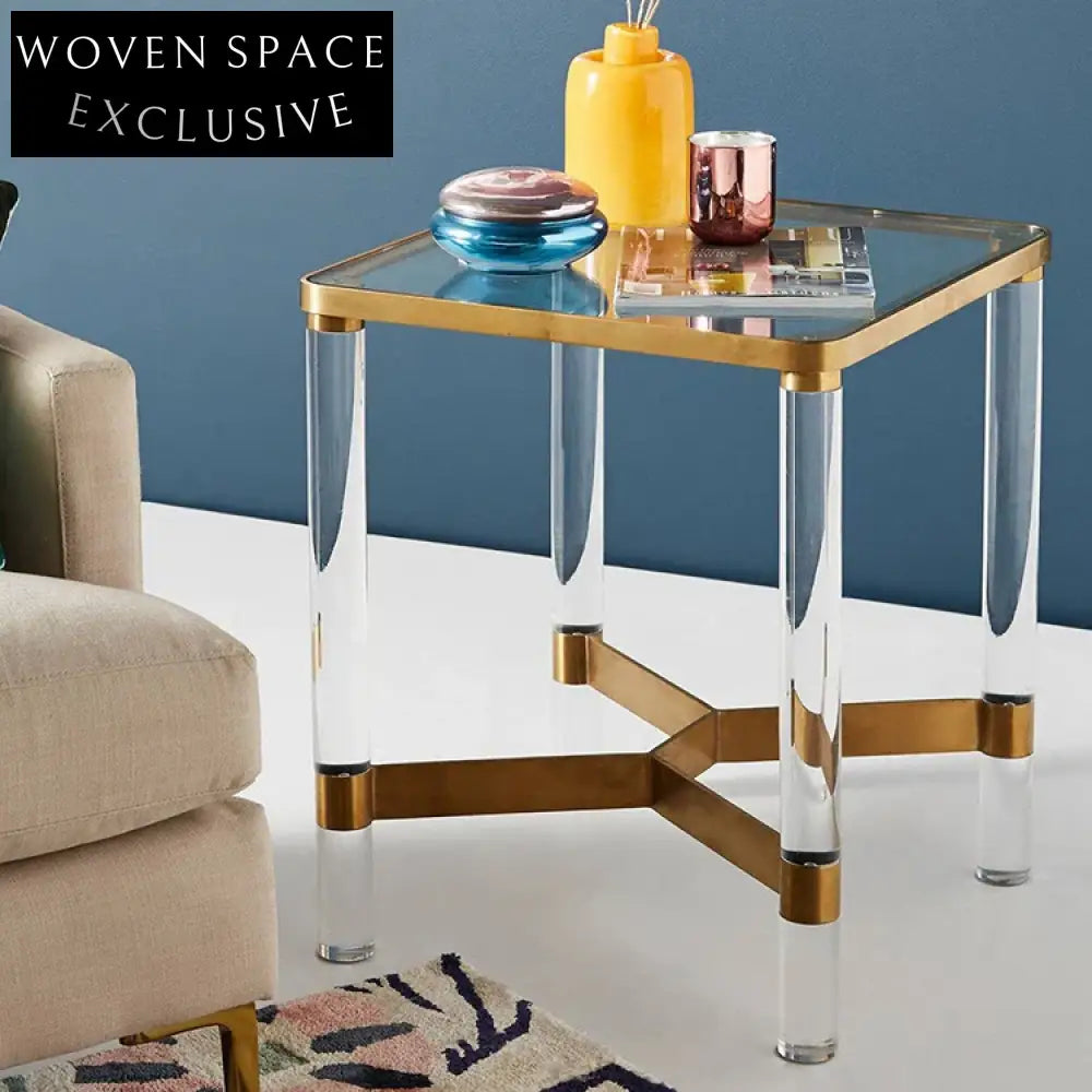 Modern Luxury Gold Stainless Steel Glass Top Living Room Coffee Table