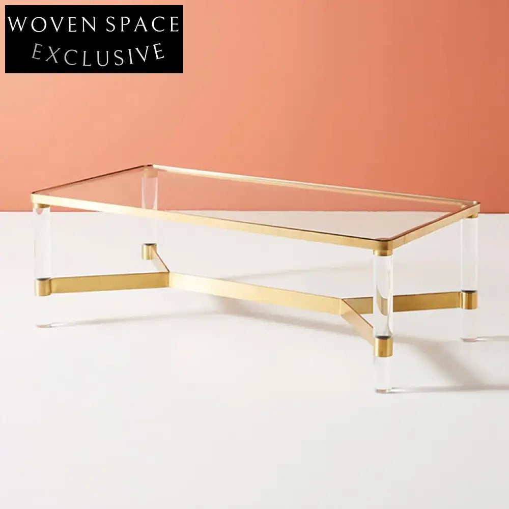 Modern Luxury Gold Stainless Steel Glass Top Living Room Coffee Table