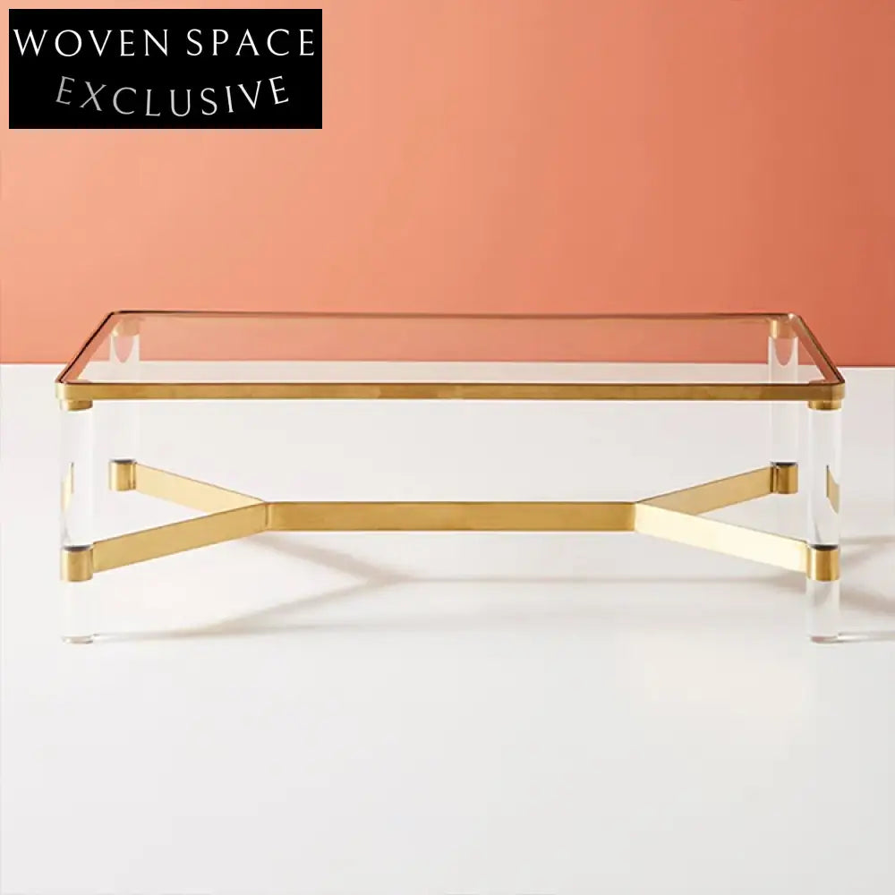 Modern Luxury Gold Stainless Steel Glass Top Living Room Coffee Table