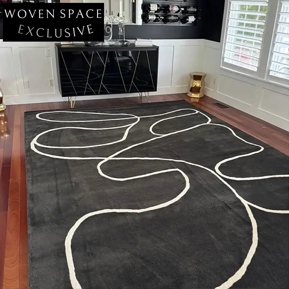 Modern Luxury Hand-Tufted Polypropylene Rectangle Geometry Pattern Dining Room Carpet