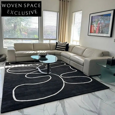 Modern Luxury Hand-Tufted Polypropylene Rectangle Geometry Pattern Dining Room Carpet