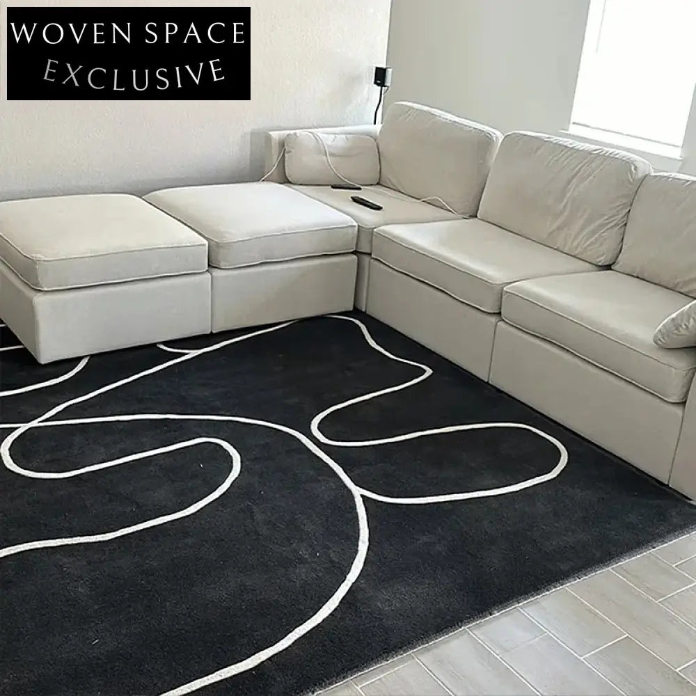 Modern Luxury Hand-Tufted Polypropylene Rectangle Geometry Pattern Dining Room Carpet