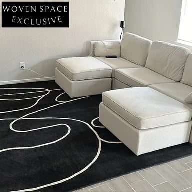 Modern Luxury Hand-Tufted Polypropylene Rectangle Geometry Pattern Dining Room Carpet