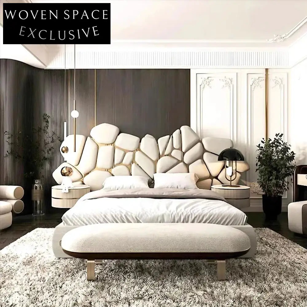 Modern Luxury King Size Soft Fabric Leather Upholstered Frame Bed