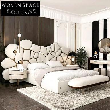 Modern Luxury King Size Soft Fabric Leather Upholstered Frame Bed