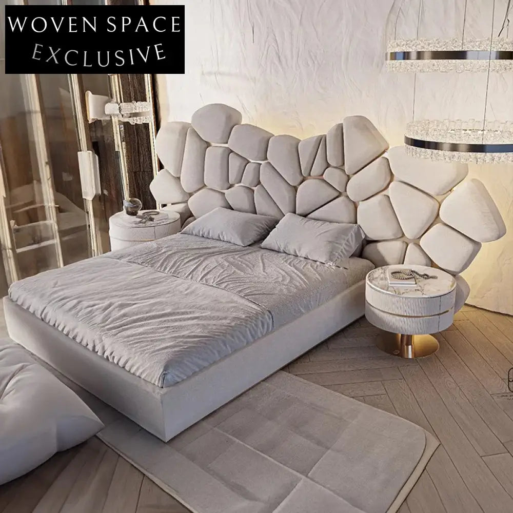 Modern Luxury King Size Soft Fabric Leather Upholstered Frame Bed