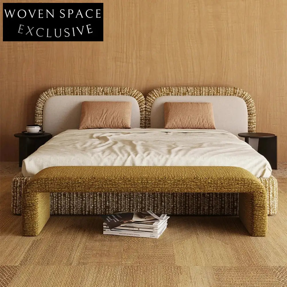 Modern Luxury King Size Upholstered Bed with Soft Pink Fabric Headboard