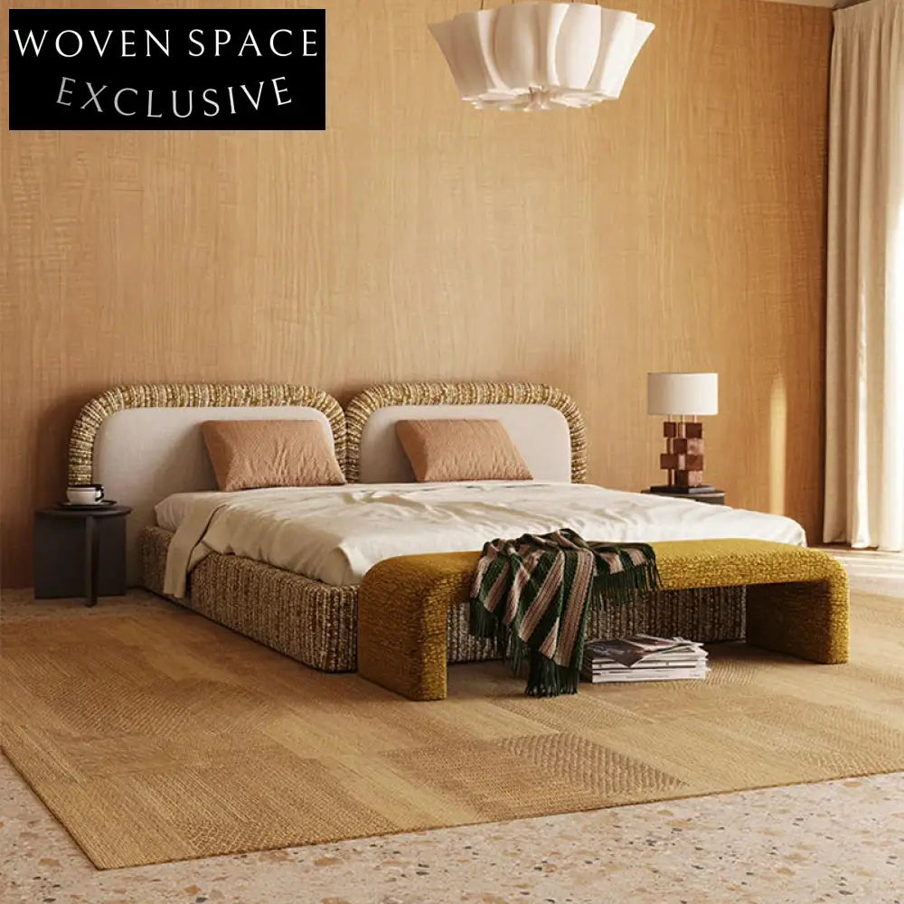 Modern Luxury King Size Upholstered Bed with Soft Pink Fabric Headboard