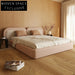 Modern Luxury King Size Upholstered Bed with Soft Pink Fabric Headboard