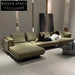 Modern Luxury L-Shape Corner Sofa Couch with Metal Base & Real Leather Upholstery
