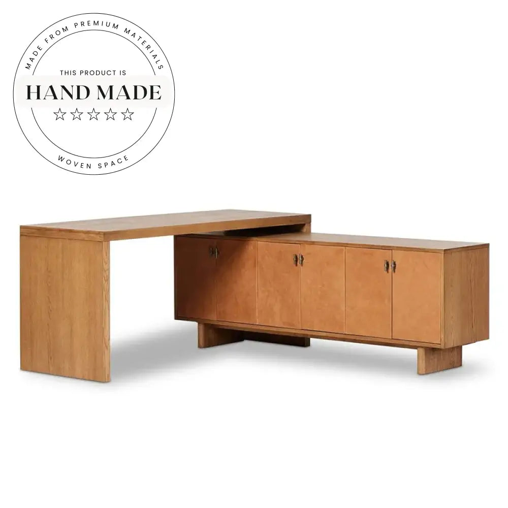 Modern Luxury L-Shaped Solid Wood Executive Office Desk