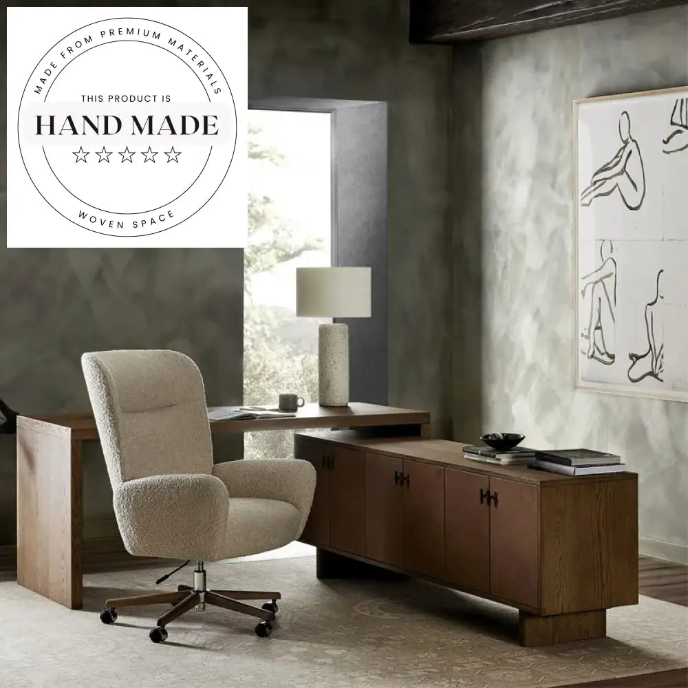 Modern Luxury L-Shaped Solid Wood Executive Office Desk