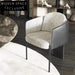 Modern Luxury Leather Armrest Dining Chair with Fabric & Metal Legs for Elegant Living Spaces
