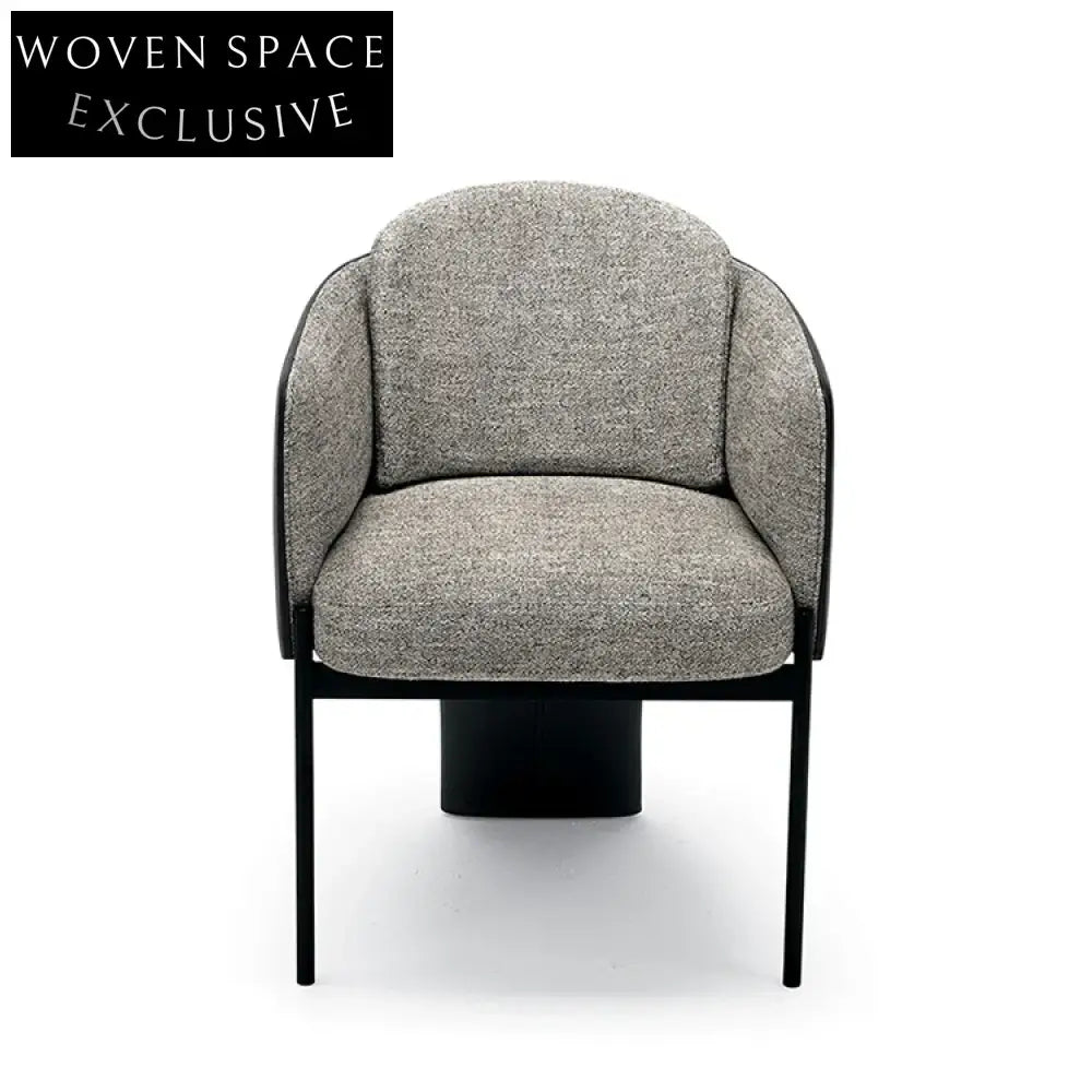 Modern Luxury Leather Armrest Dining Chair with Fabric & Metal Legs for Elegant Living Spaces