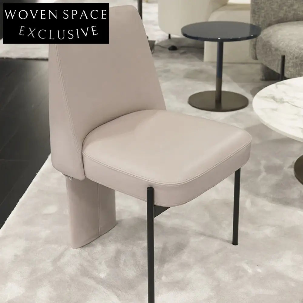Modern Luxury Leather Armrest Dining Chair with Fabric & Metal Legs for Elegant Living Spaces