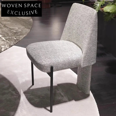 Modern Luxury Leather Armrest Dining Chair with Fabric & Metal Legs for Elegant Living Spaces