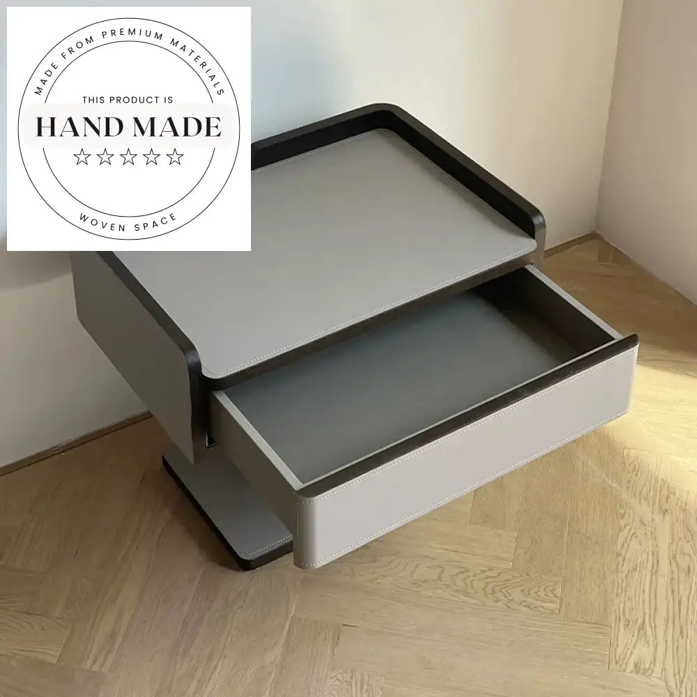 Modern Luxury Leather Bedside Table with Wireless Charging Nightstand