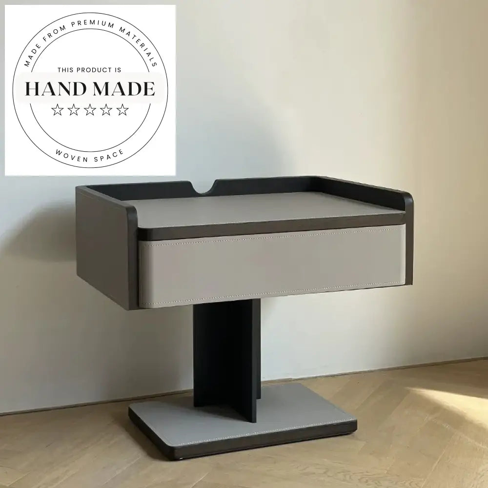 Modern Luxury Leather Bedside Table with Wireless Charging Nightstand