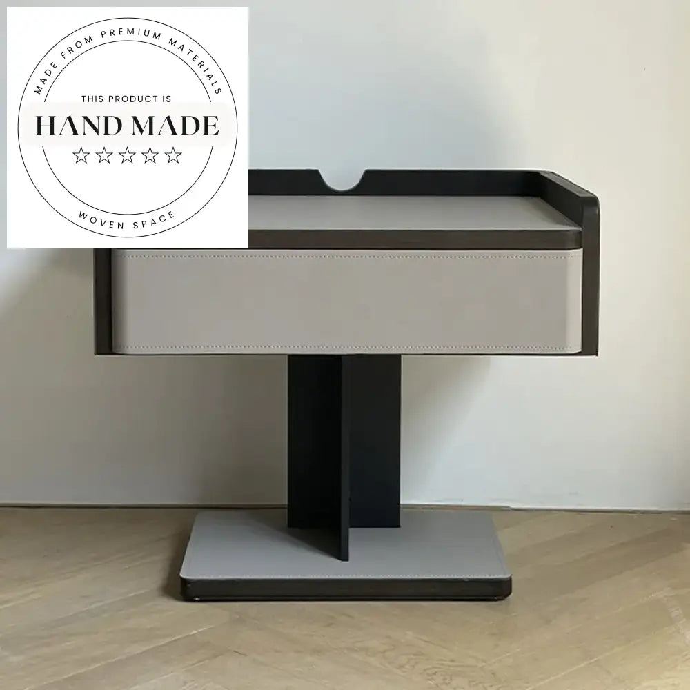 Modern Luxury Leather Bedside Table with Wireless Charging Nightstand