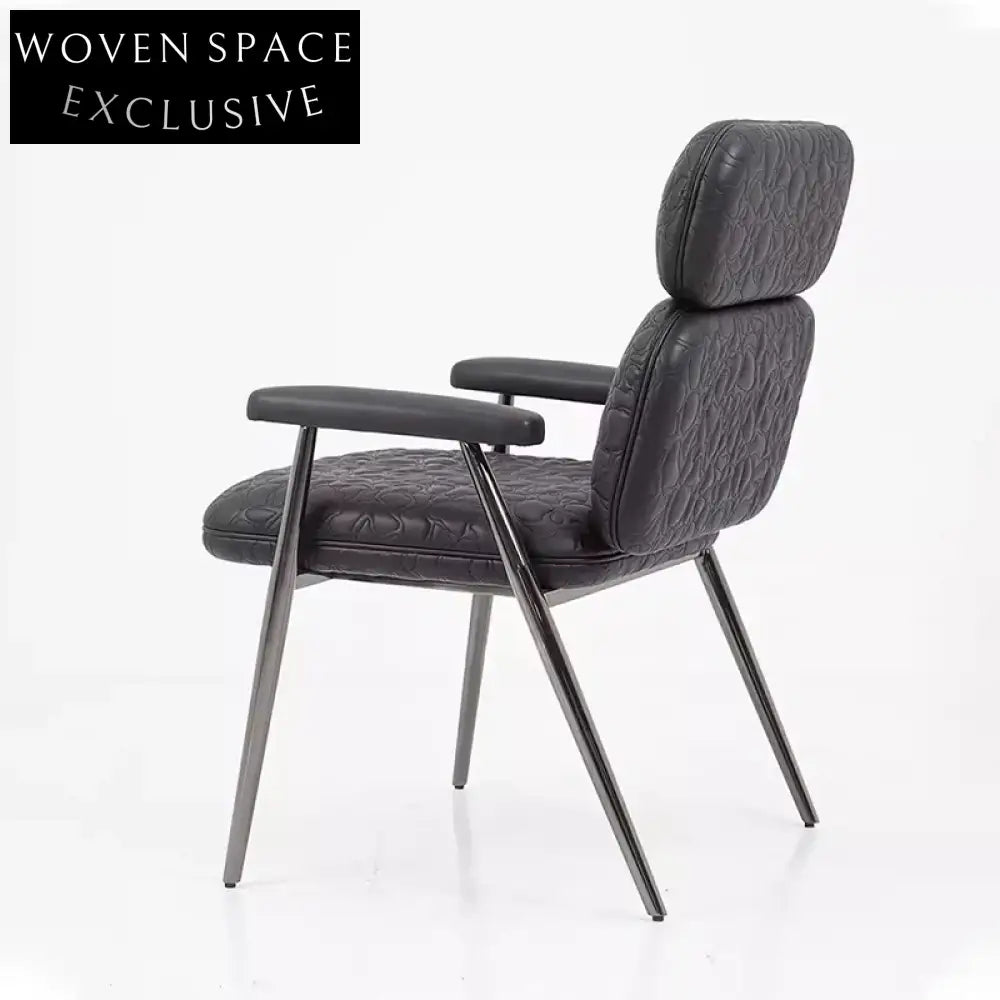 Modern Luxury Leather Dining Armchair, Cobblestone Pattern Dining Chair