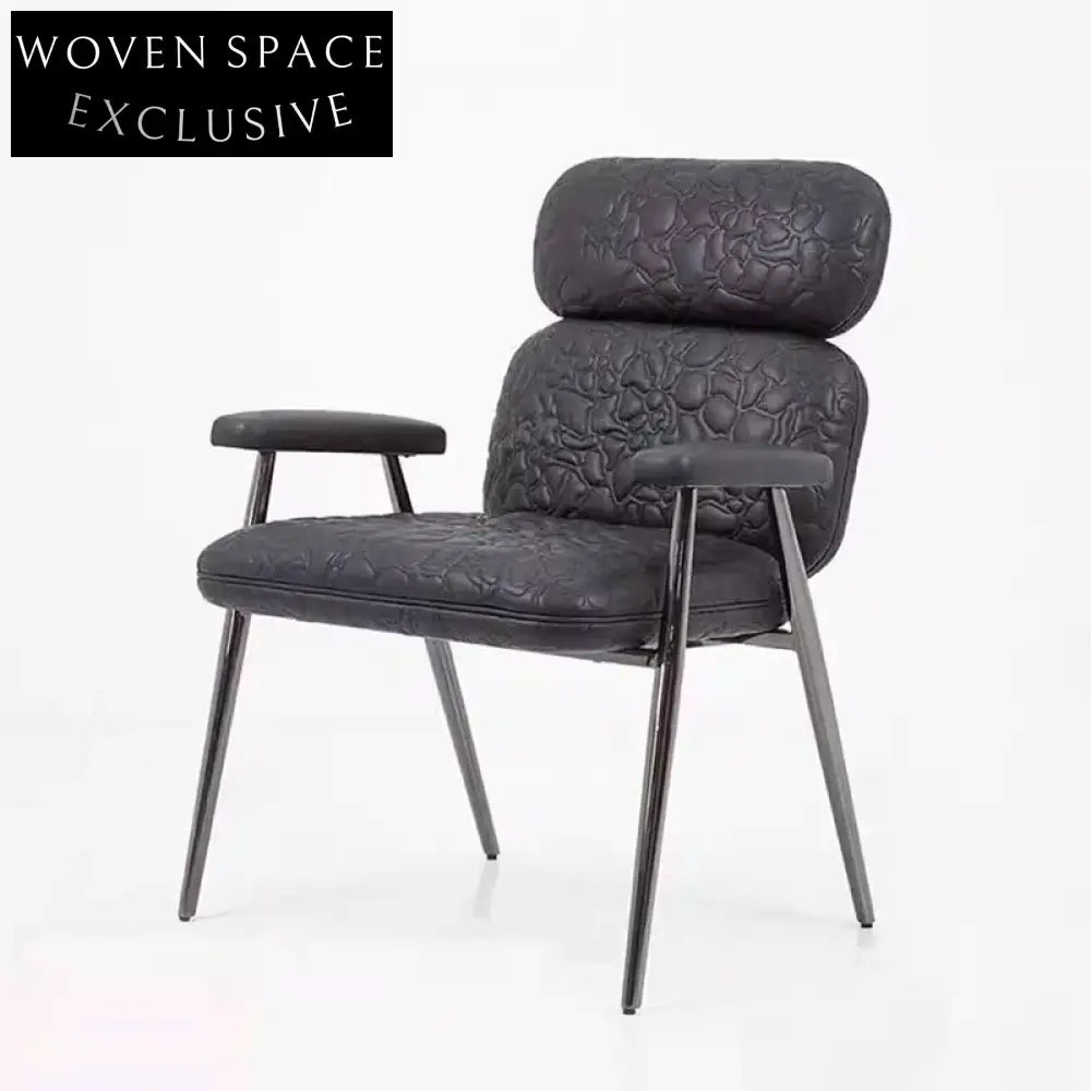 Modern Luxury Leather Dining Armchair, Cobblestone Pattern Dining Chair