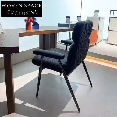 Modern Luxury Leather Dining Armchair, Cobblestone Pattern Dining Chair