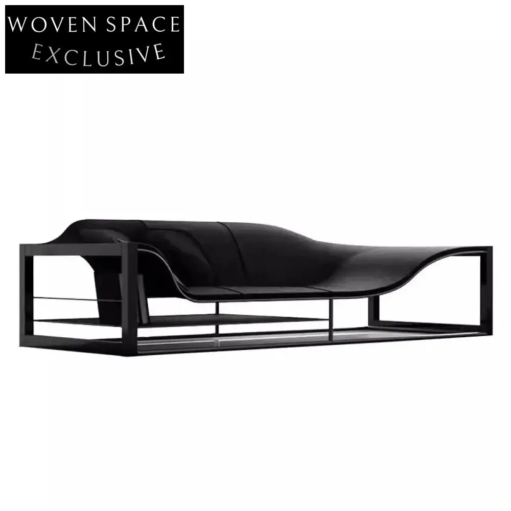 Modern Luxury Leather Long Bench Lounge Sofa for Living Room