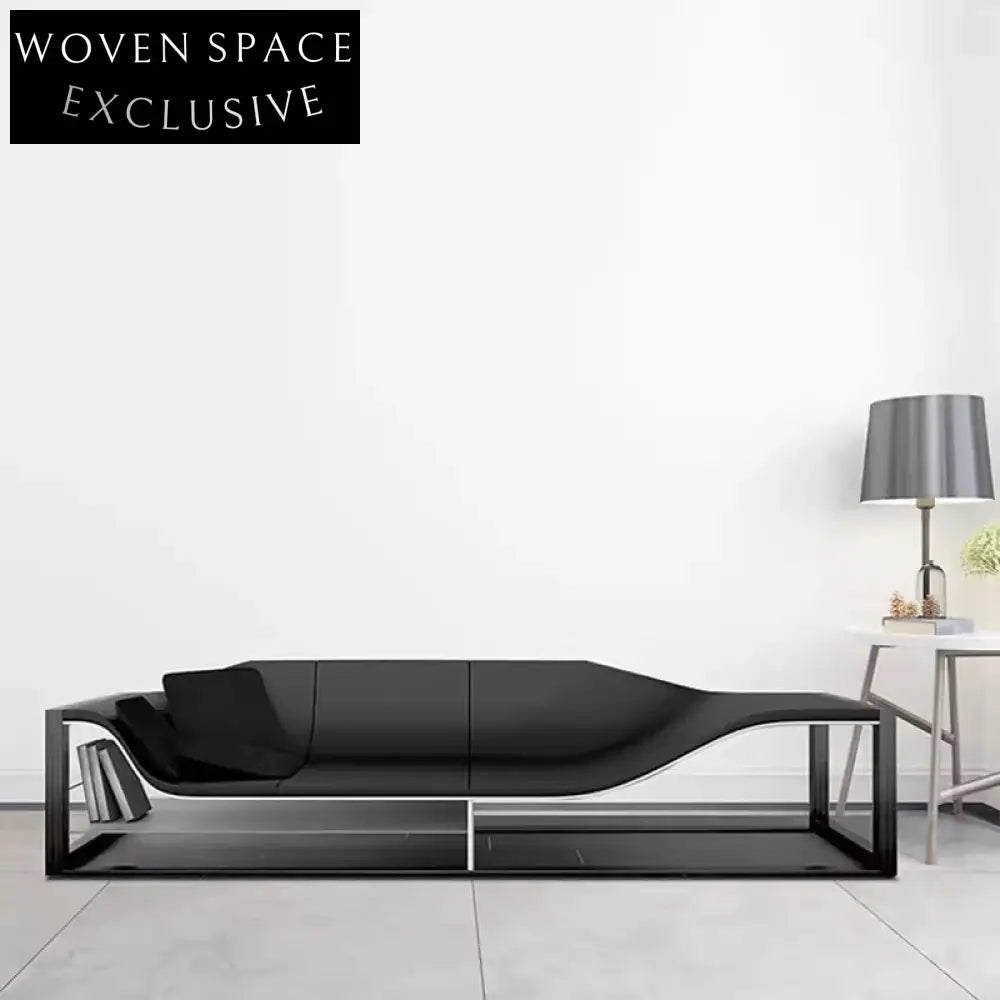 Modern Luxury Leather Long Bench Lounge Sofa for Living Room