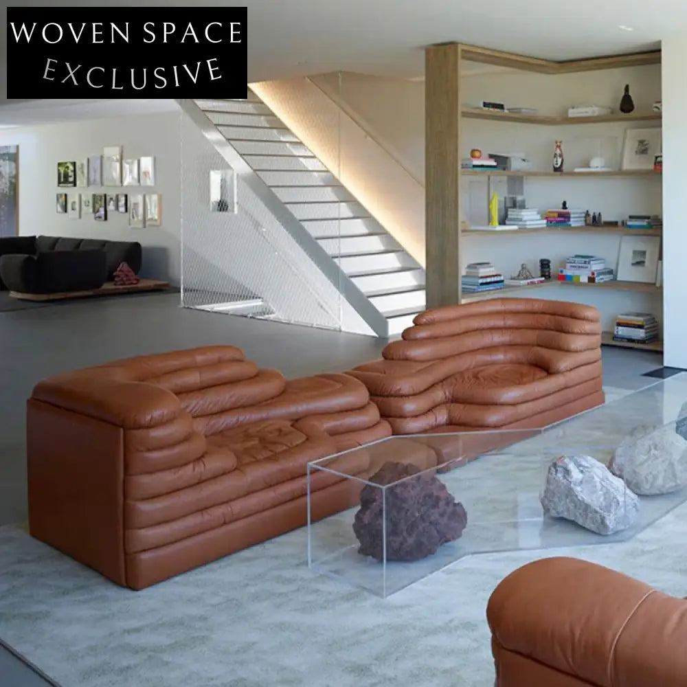 Modern Luxury Leather Mountain Step Sofa Set for Living Rooms and Hotels