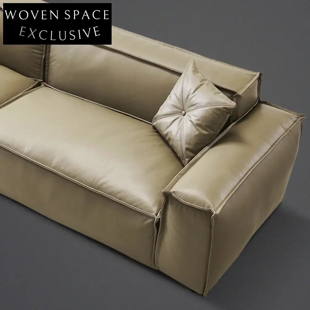 Modern Luxury Leather Sectional Sofa, Classic Living Room Wooden Frame Furniture Set