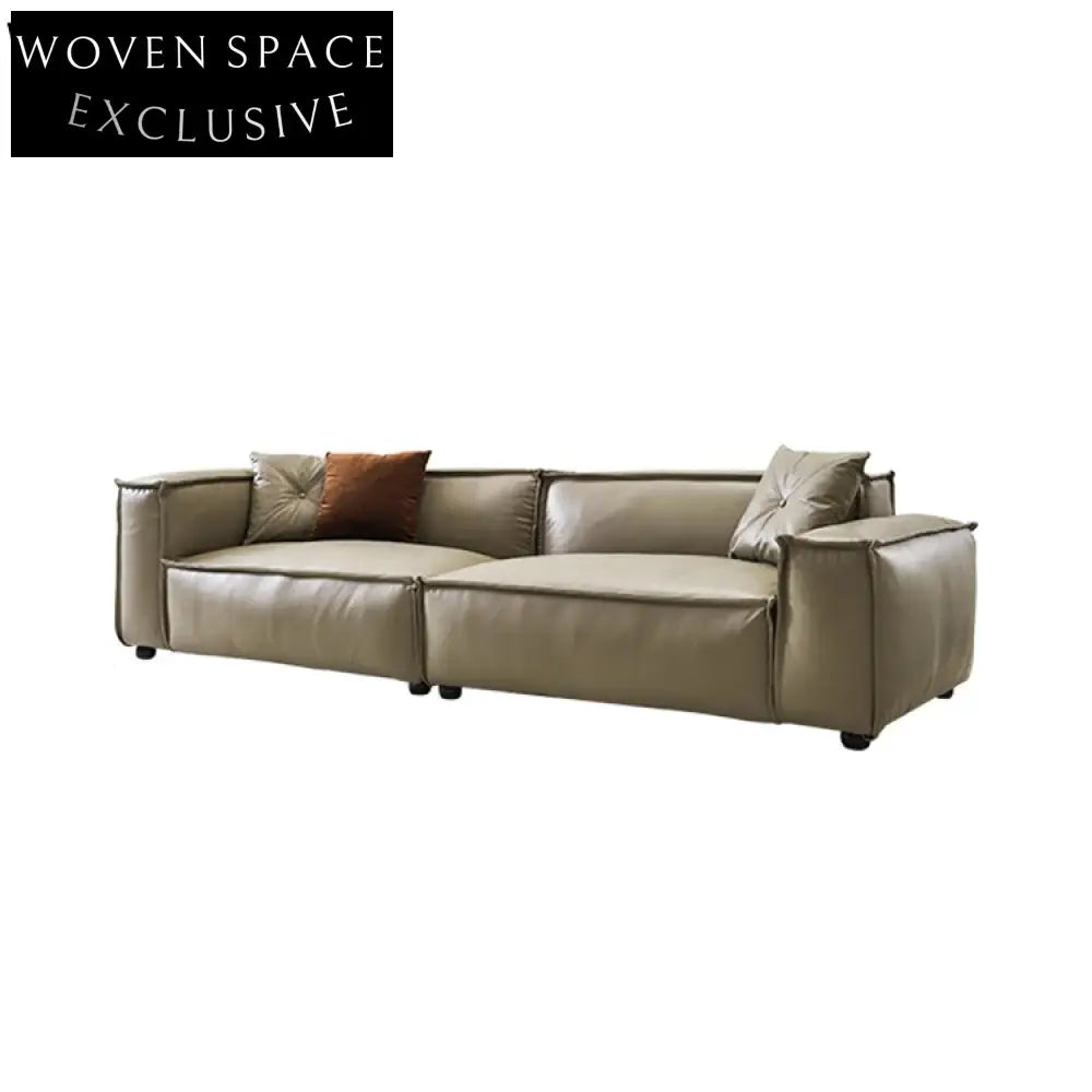 Modern Luxury Leather Sectional Sofa, Classic Living Room Wooden Frame Furniture Set