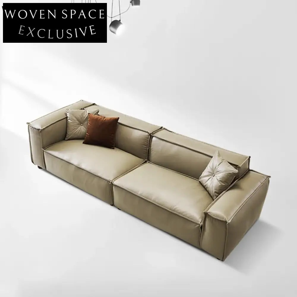 Modern Luxury Leather Sectional Sofa, Classic Living Room Wooden Frame Furniture Set