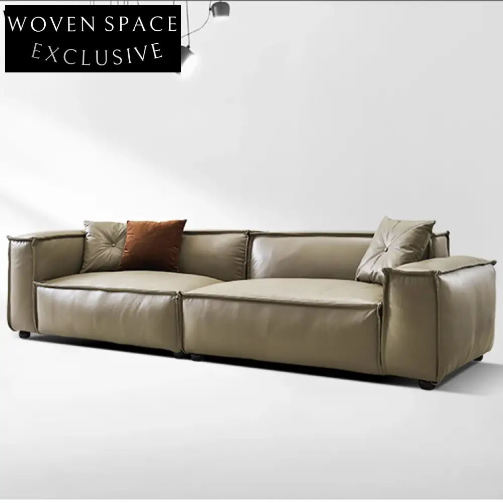 Modern Luxury Leather Sectional Sofa, Classic Living Room Wooden Frame Furniture Set