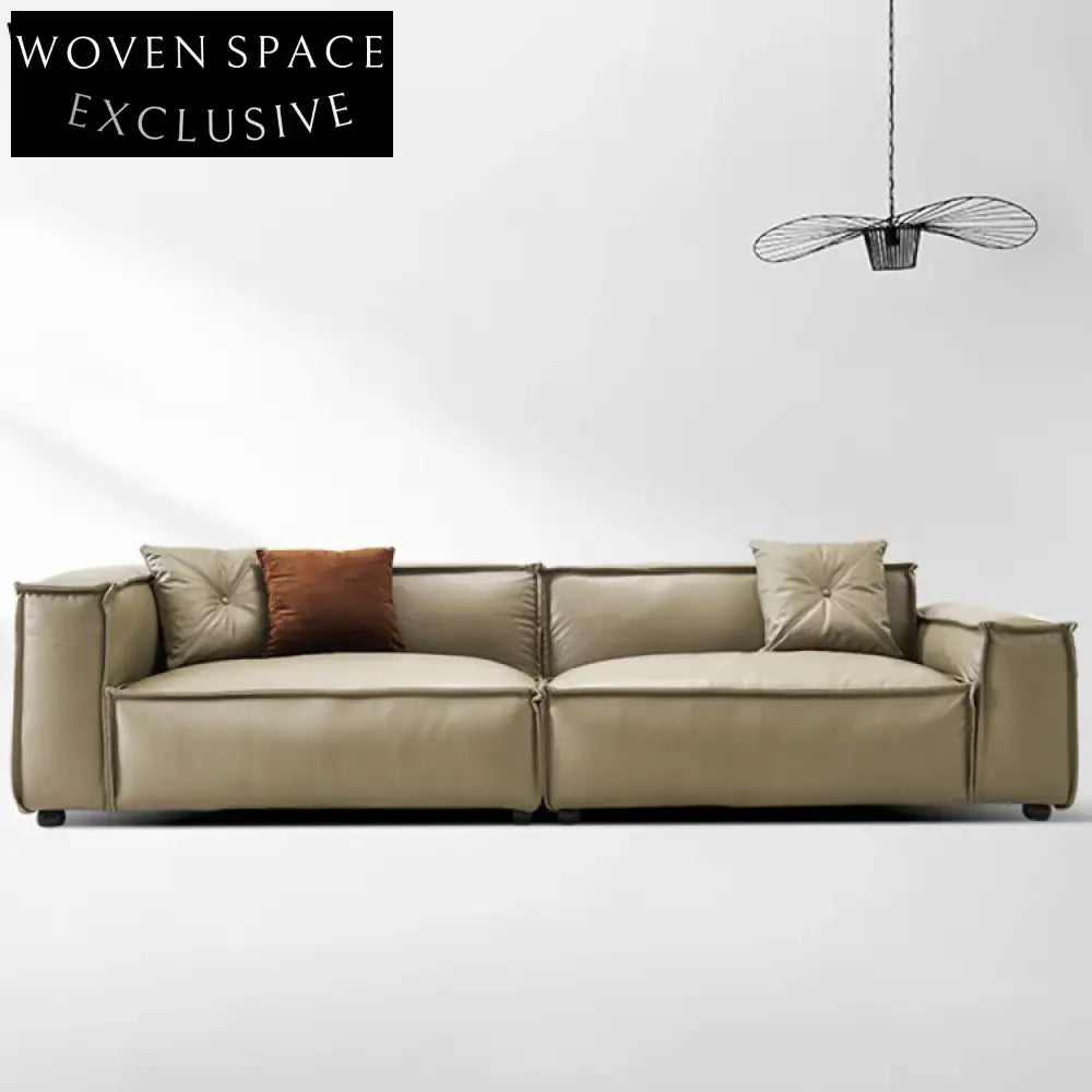 Modern Luxury Leather Sectional Sofa, Classic Living Room Wooden Frame Furniture Set