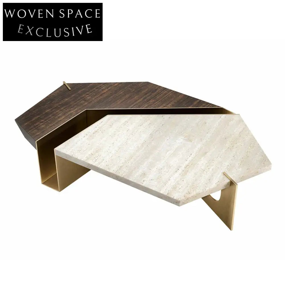 Modern Luxury Marble Coffee Table with Unique Stainless Steel Base